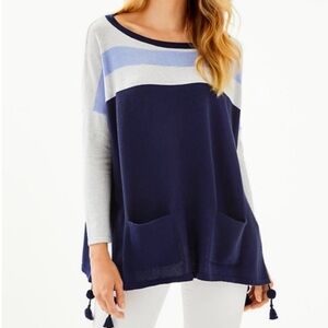Lilly Pulitzer Elba Coolmax True Navy Moonlight Colorblock Sweater - XS